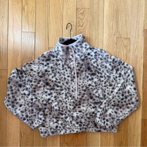 American Eagle Leopard Print Cropped Sherpa- Button Up